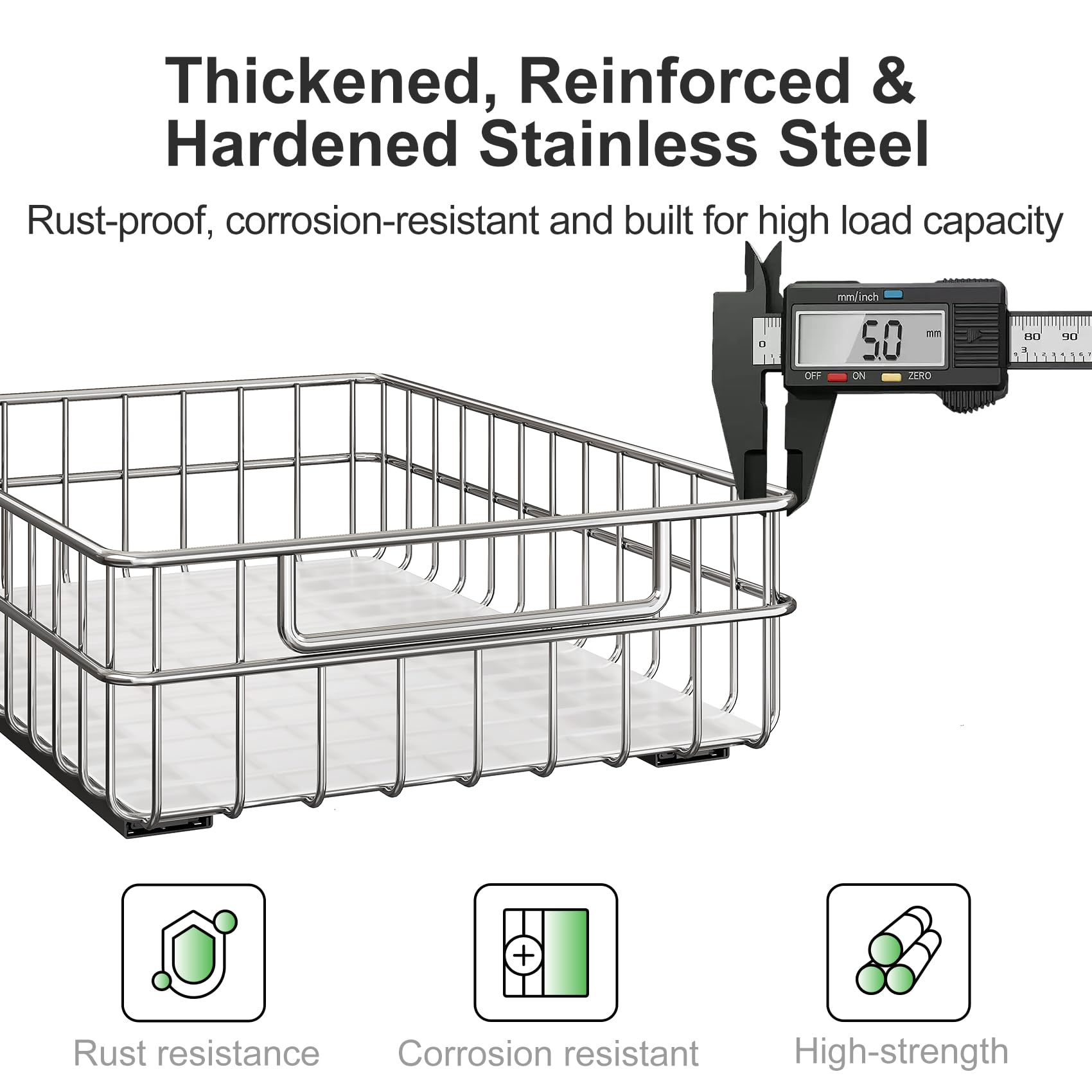 Kitstorack stainless steel pantry storage basket for canned goods organization