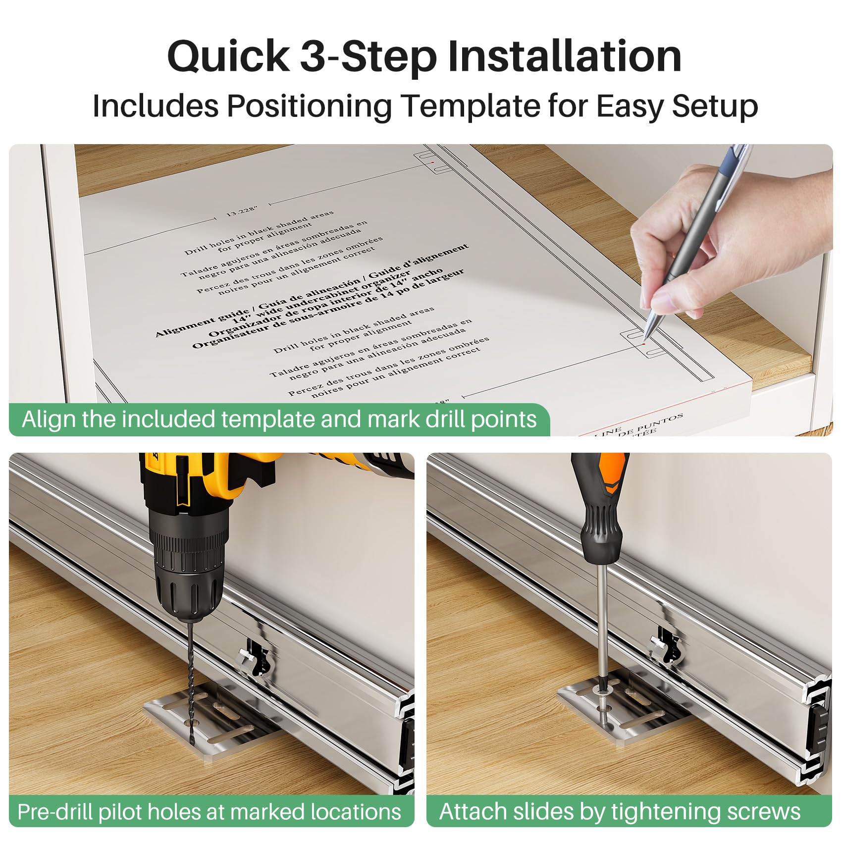 Kitstorack under-cabinet organizer in easy-to-install configuration