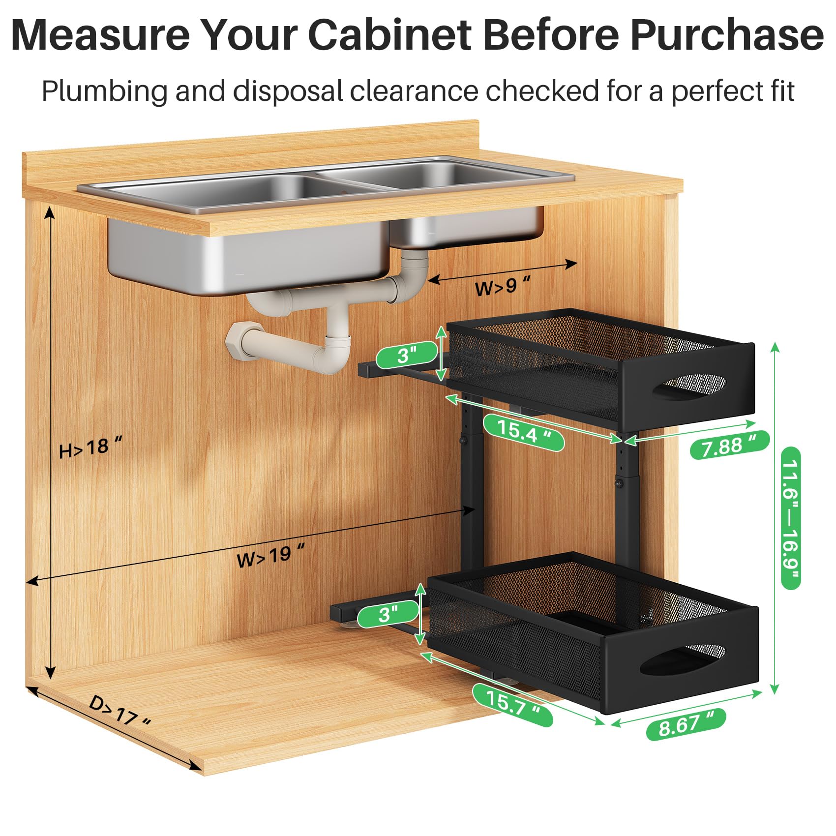 Kitstorack under-sink bottom drawer pulls out for deep storage
