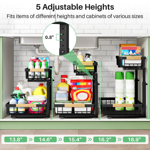 Kitstorack adjustable height settings adapt to various containers