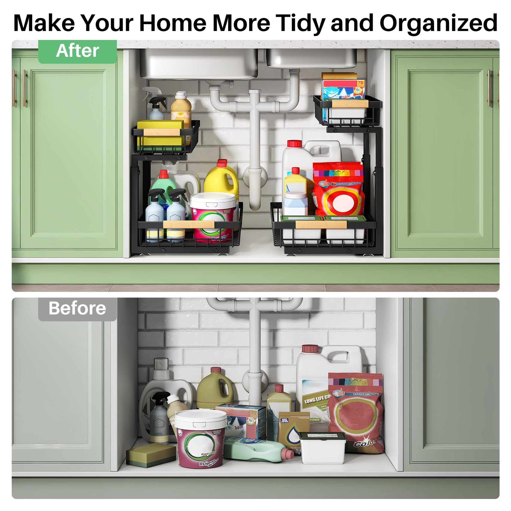 Kitstorack pull-out shelf in action inside a cabinet