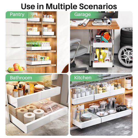 Kitstorack white finish blends with kitchen decor while keeping cookware organized.