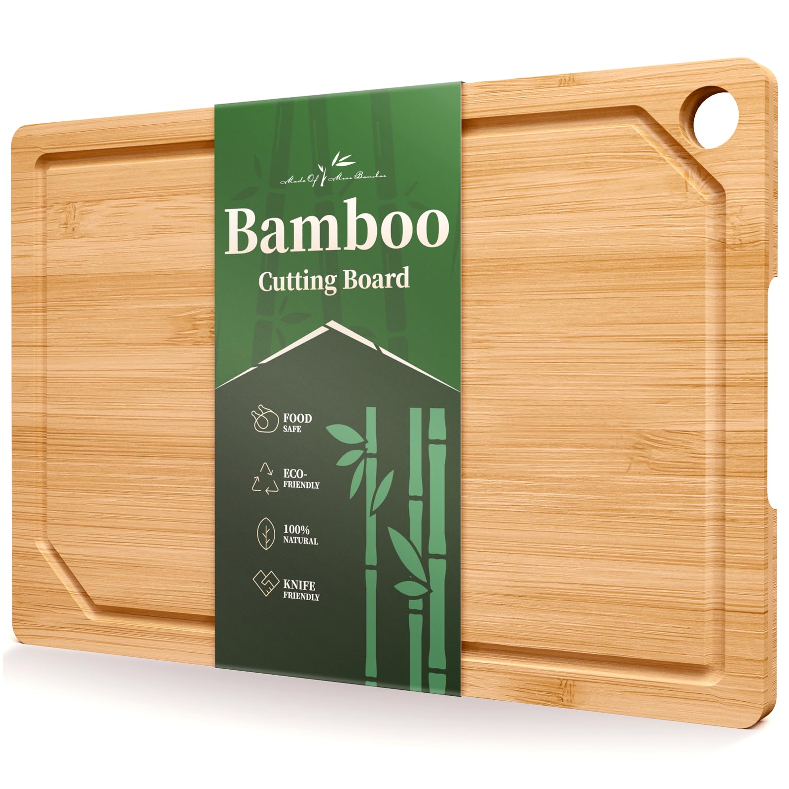 Kitsure bamboo cutting board 15x10 on counter for daily prep.