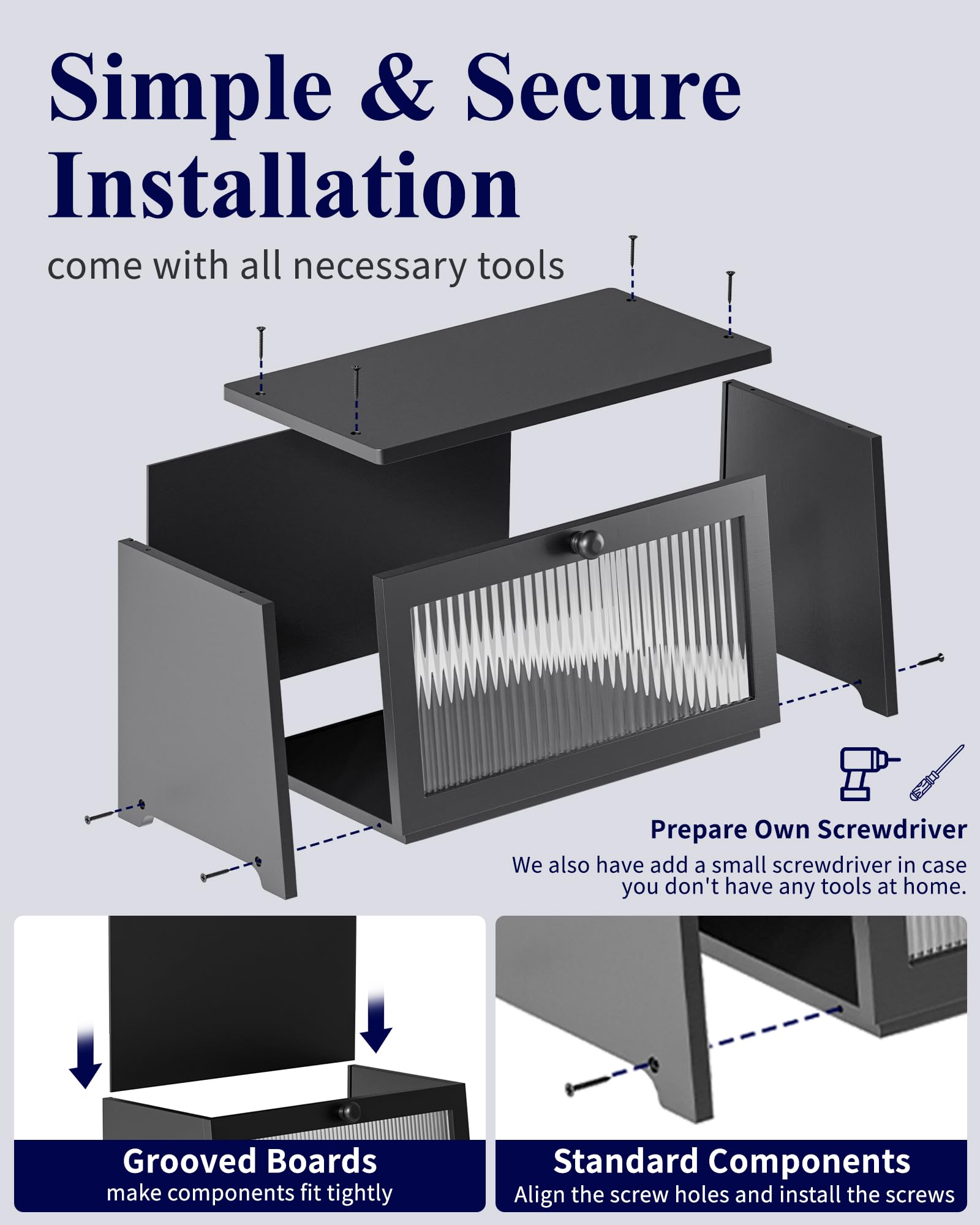 Kitsure bread box assembly of panels with included tools for quick setup.