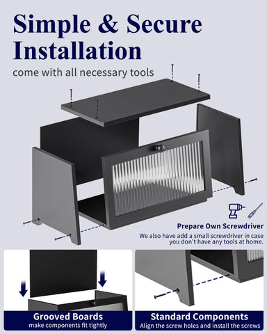 Kitsure bread box assembly of panels with included tools for quick setup.