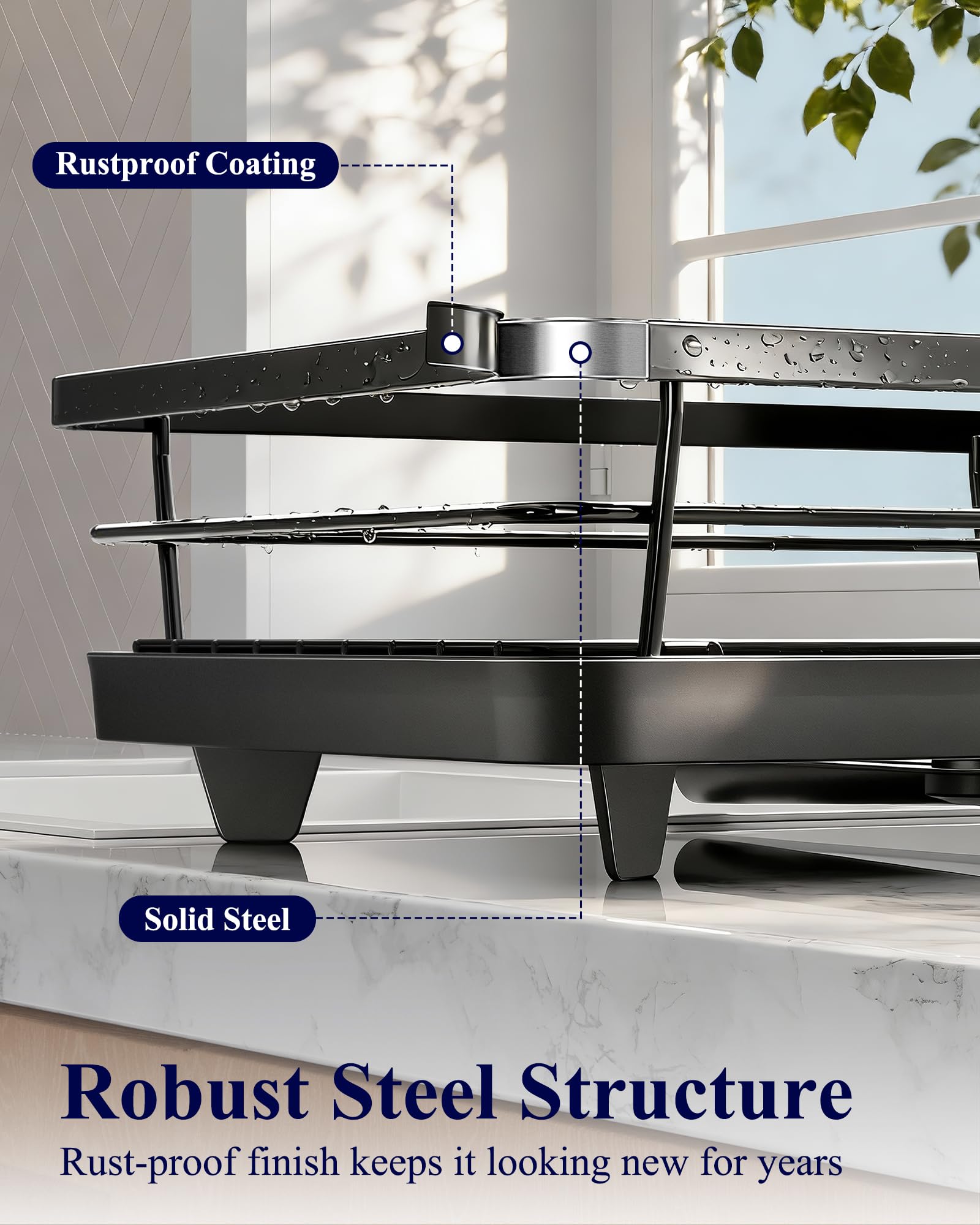 Kitsure compact rack fits small kitchens and sinks