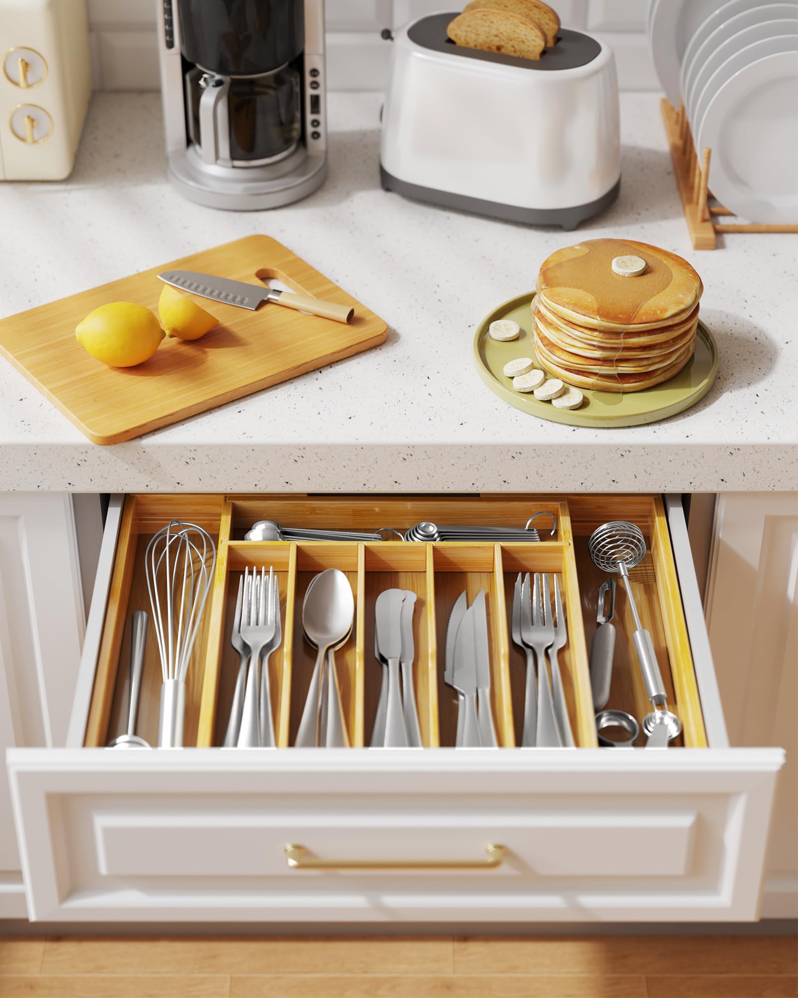 Kitsure deep compartments keep utensils secure and easy to reach