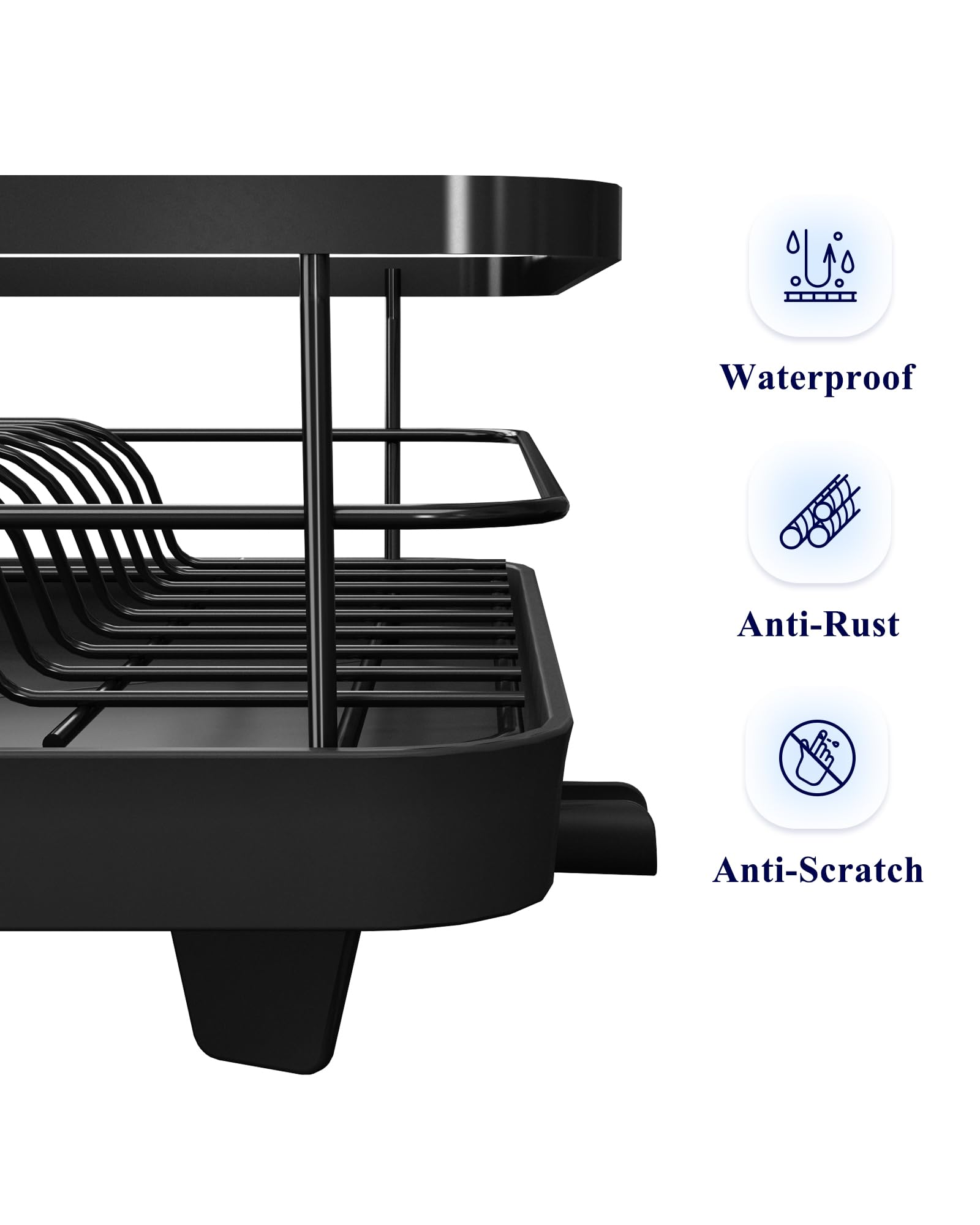 Kitsure dish drying rack scratch-resistant surface protects dishes and rack from wear.