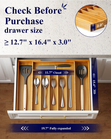 Kitsure expandable drawer organizer with 6-8 slots for flexible storage