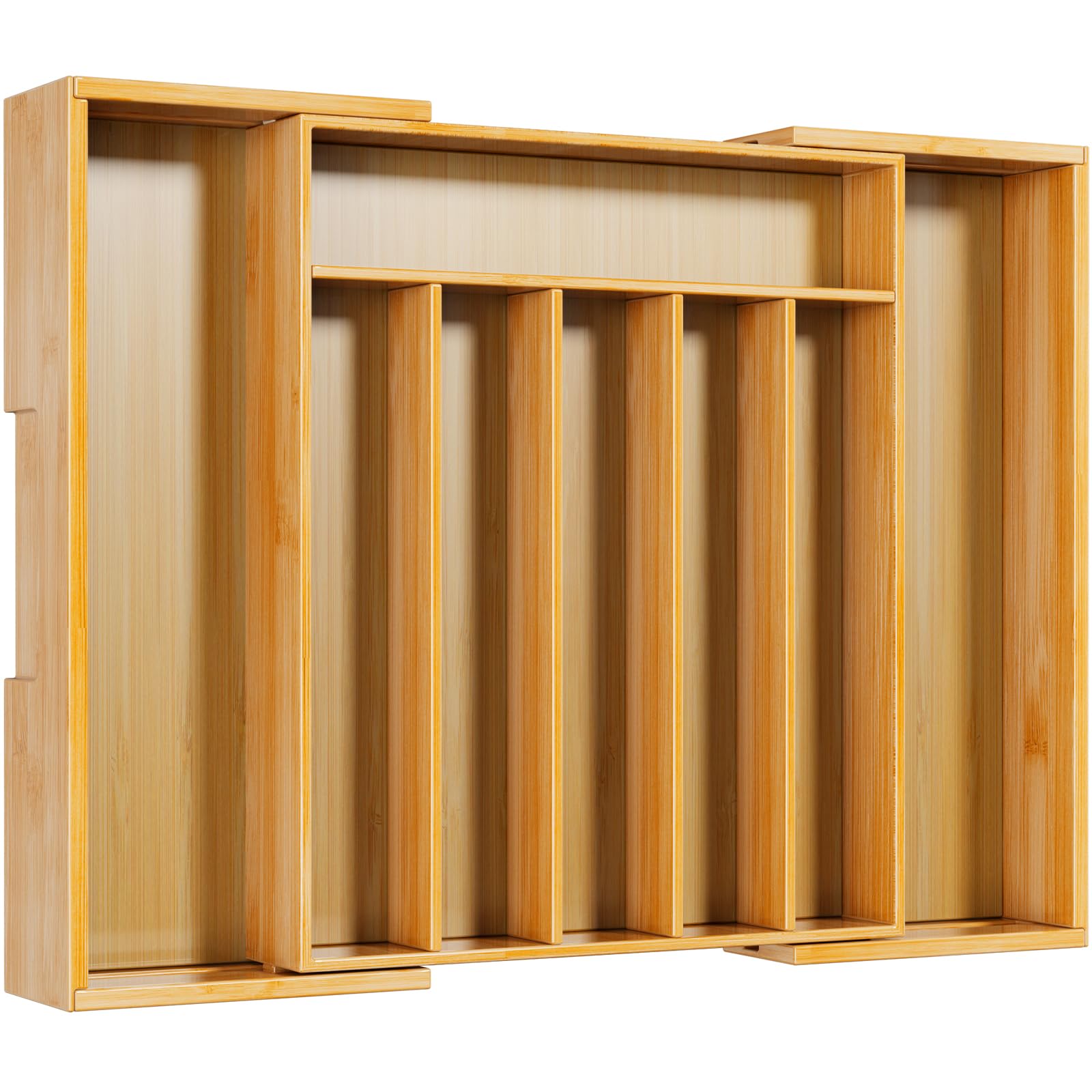 Kitsure large bamboo silverware organizer in a drawer extends to fit your space