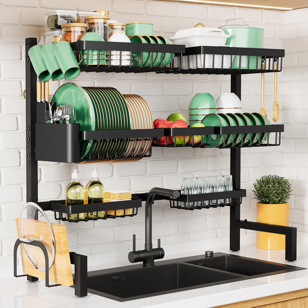 Kitsure over the sink drying rack with extended width helps save counter space