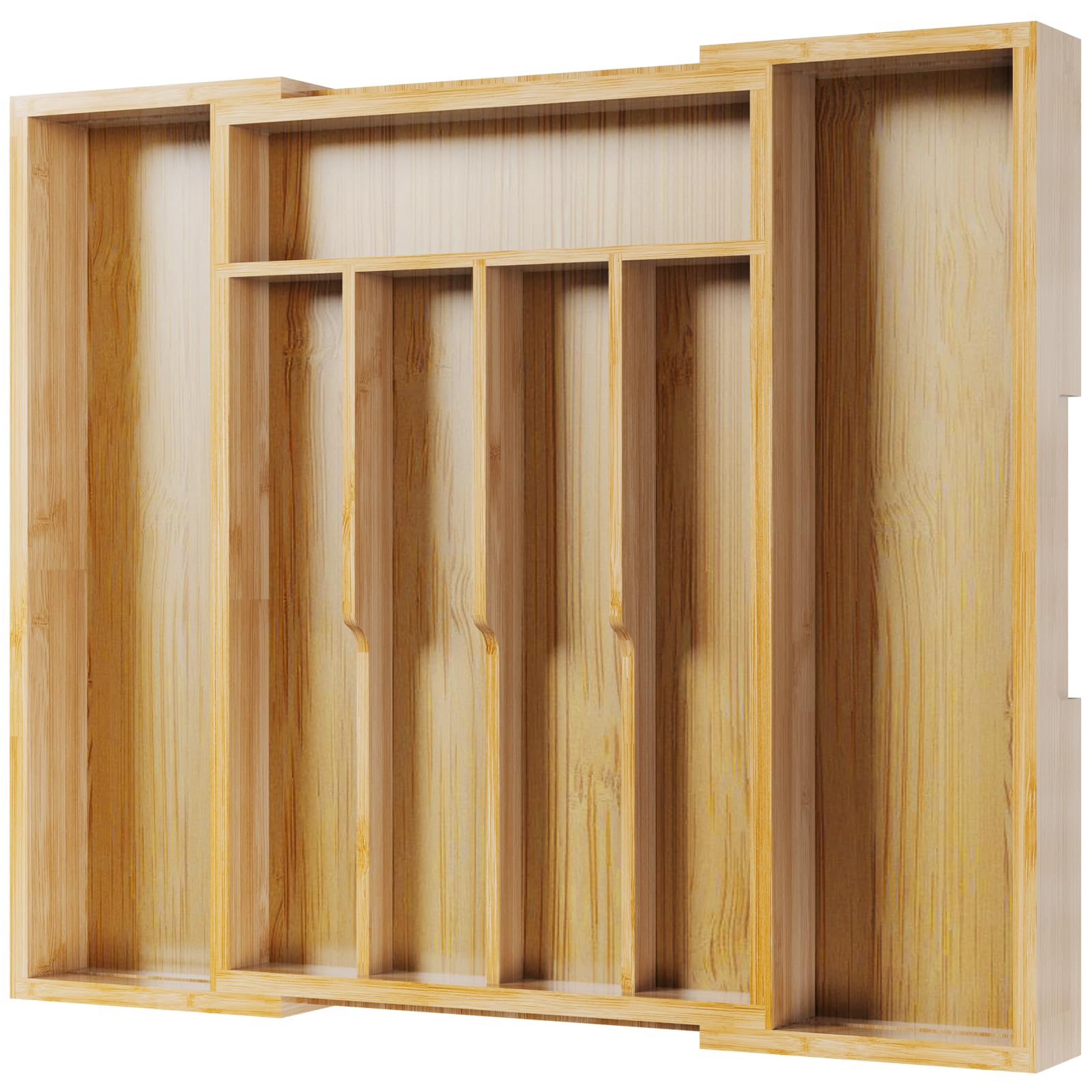 Kitsure Silverware Organizer expandable bamboo drawer shows tidy storage and quick access