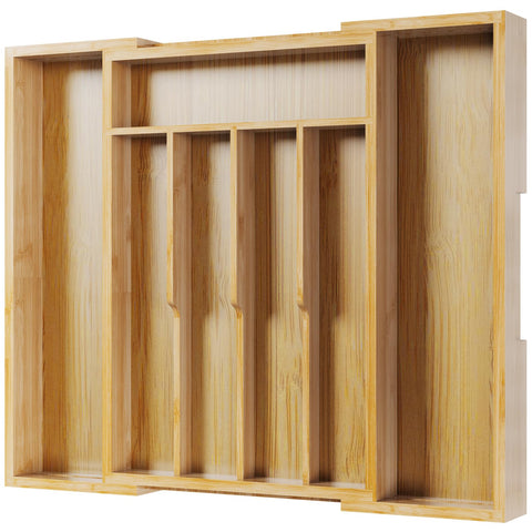 Kitsure Silverware Organizer expandable bamboo drawer shows tidy storage and quick access