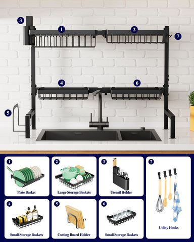 Kitsure suction cups secure the rack to the sink for stable drying