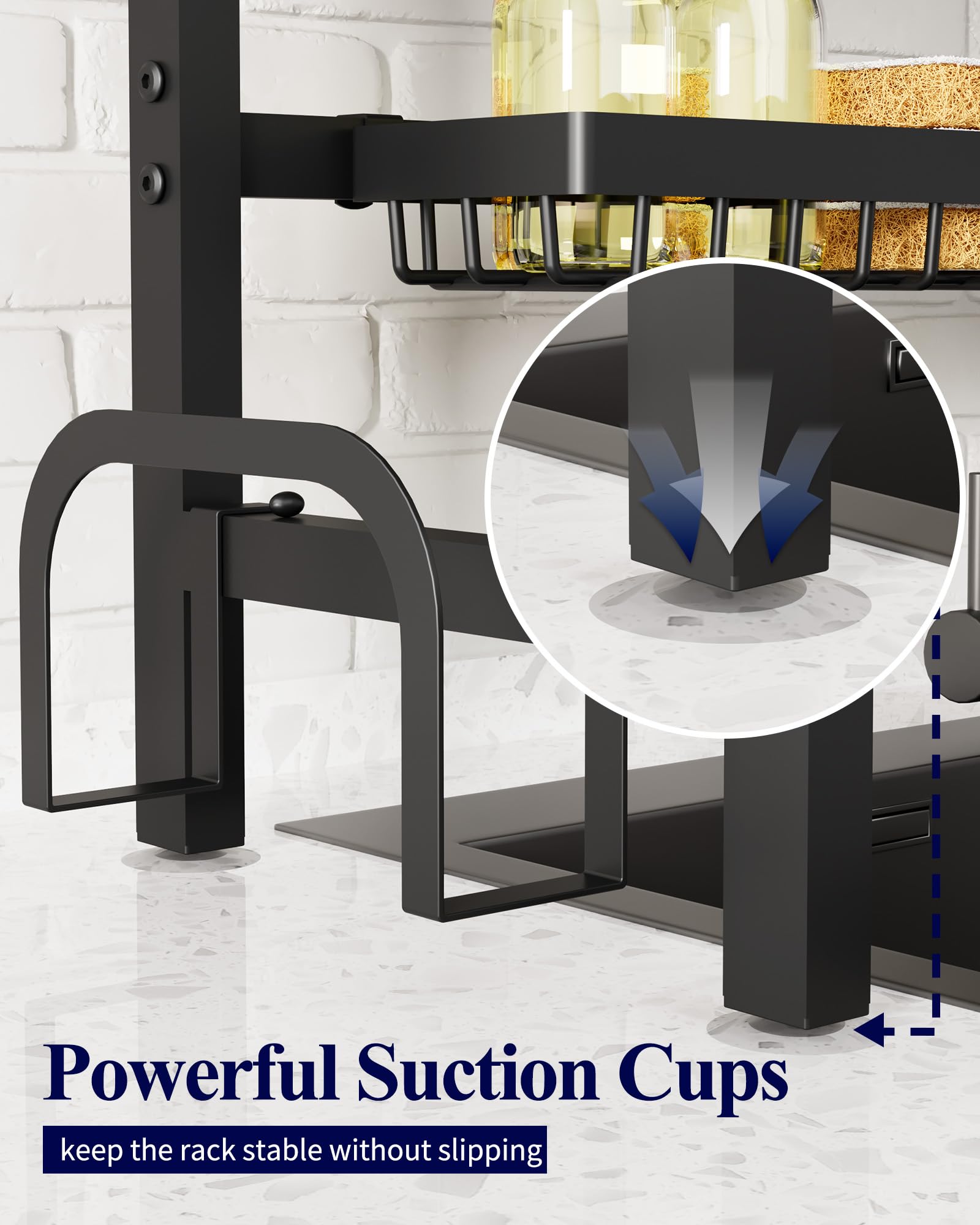 Kitsure sturdy suction cups secure rack to sink for stability