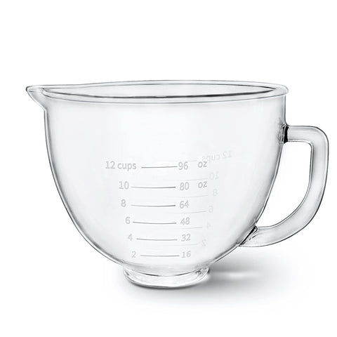 Kitwanda glass mixer bowl shows compatibility with multiple KitchenAid models for seamless use