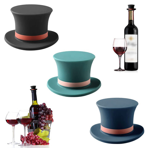 Kitwinney wine stoppers with blue cap keep wine fresh and sealed.