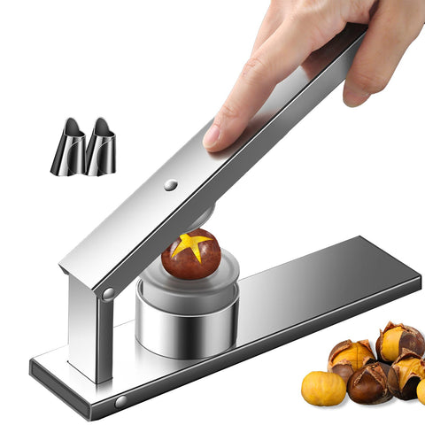 Kivinia Chestnut Cutter clip opener in action for quick shell cracking
