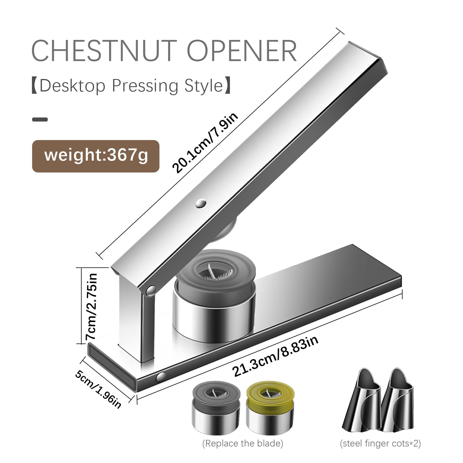 Kivinia Chestnut Cutter with steel finger guards protecting hands
