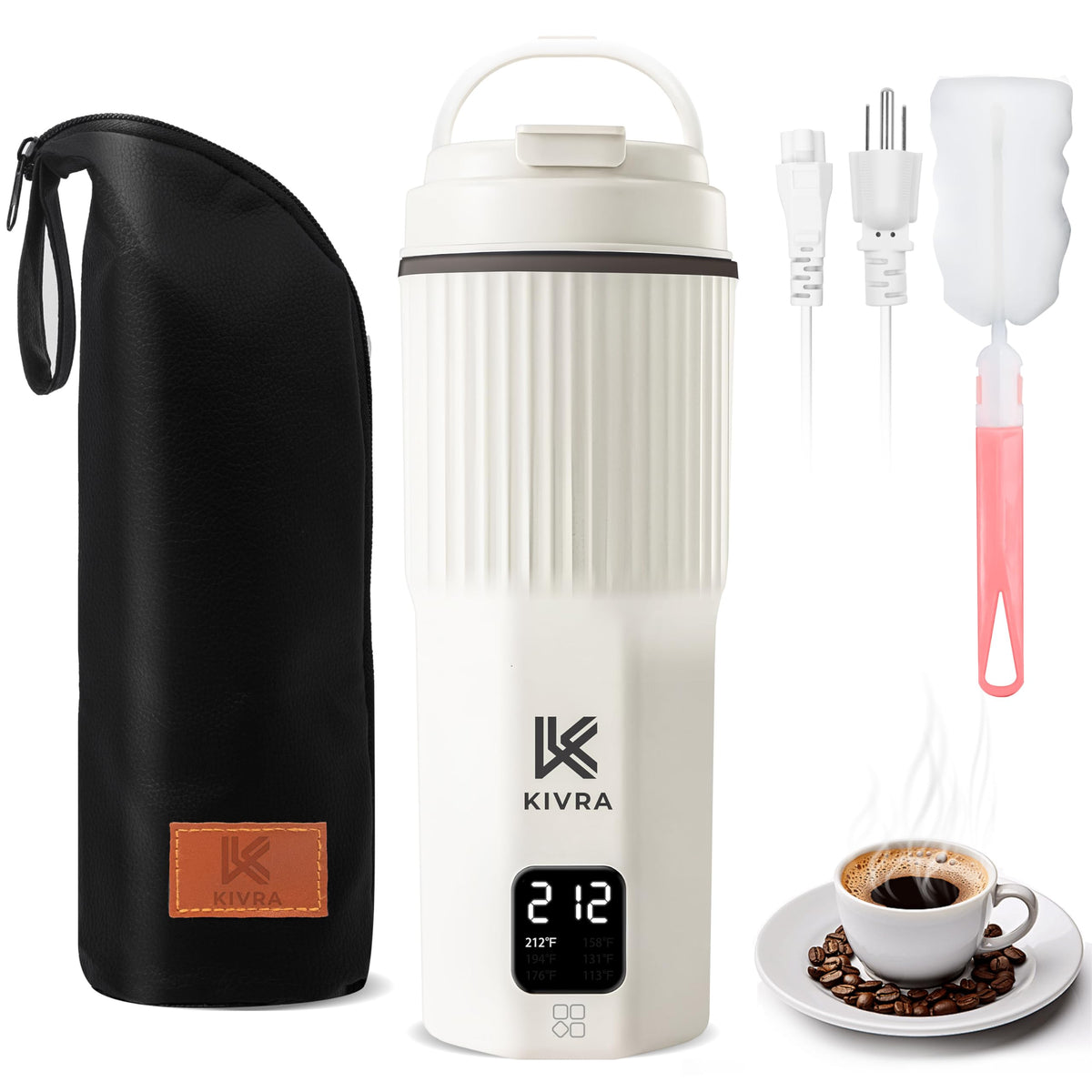 KIVRA Travel Kettle 450ml body, compact for easy packing on trips and commuting.
