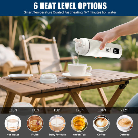 KIVRA Travel Kettle auto shut-off enhances safety during operation.