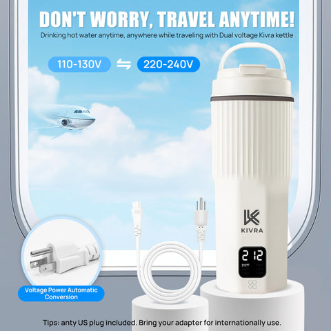 KIVRA Travel Kettle six temperature presets for tea, coffee, and more.