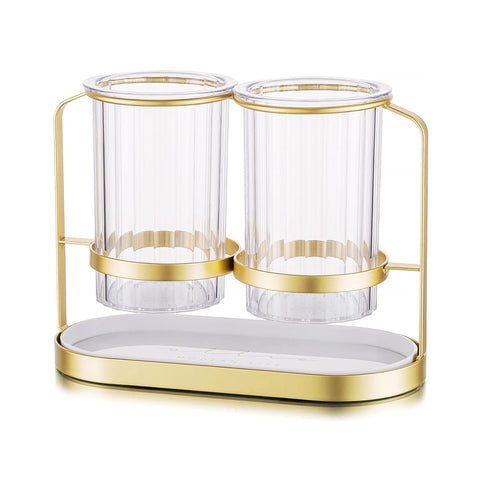 Kivsty Utensils Silverware Holder with Gold Bracket keeps kitchen flatware organized at the table