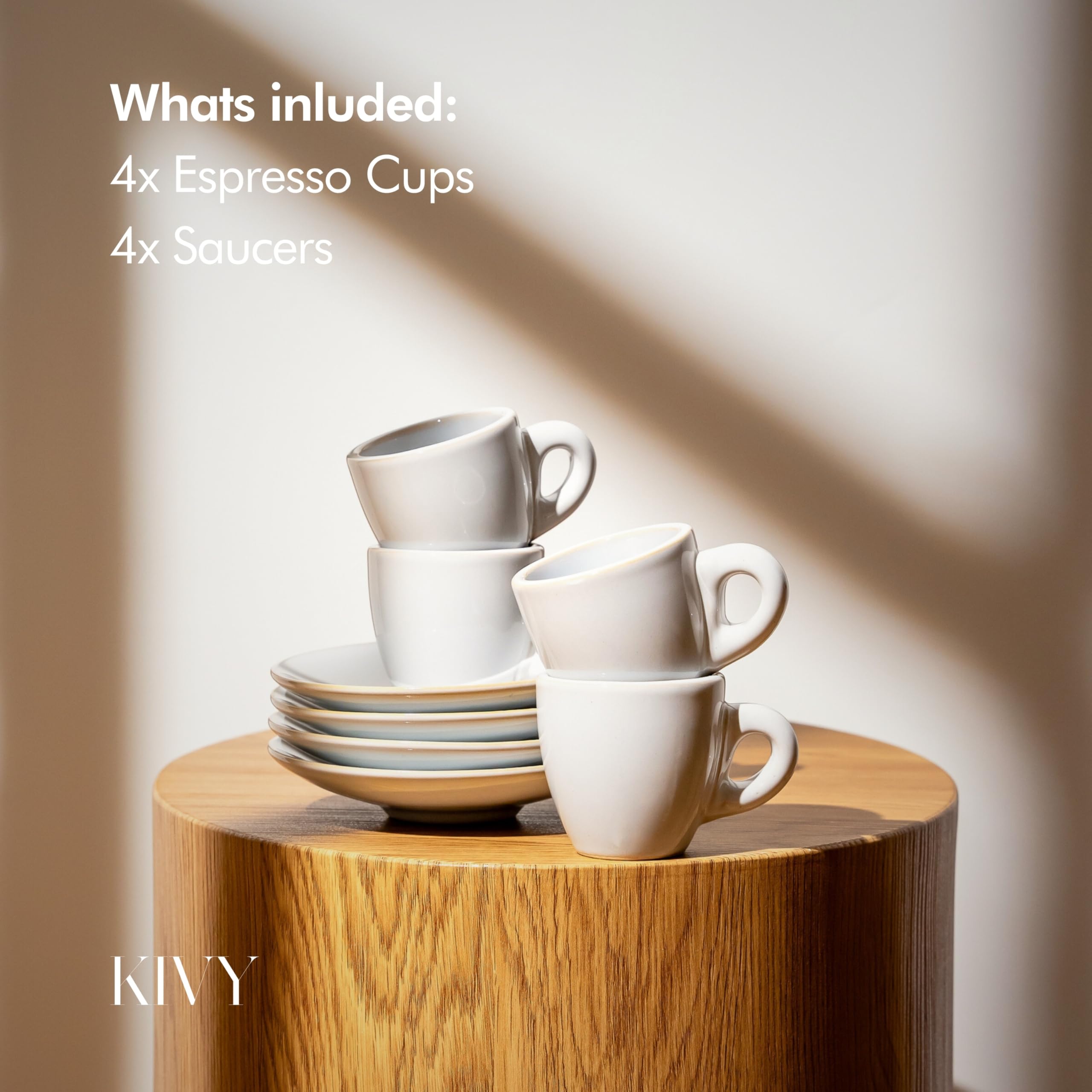 KIVY 3oz espresso cups ideal for ristretto, espresso, or lungo.