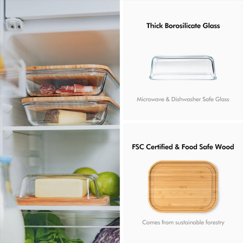 KIVY large butter dish holds two sticks for Eastern or Western styles