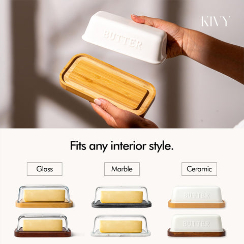 KIVY butter dish provides space-saving countertop storage