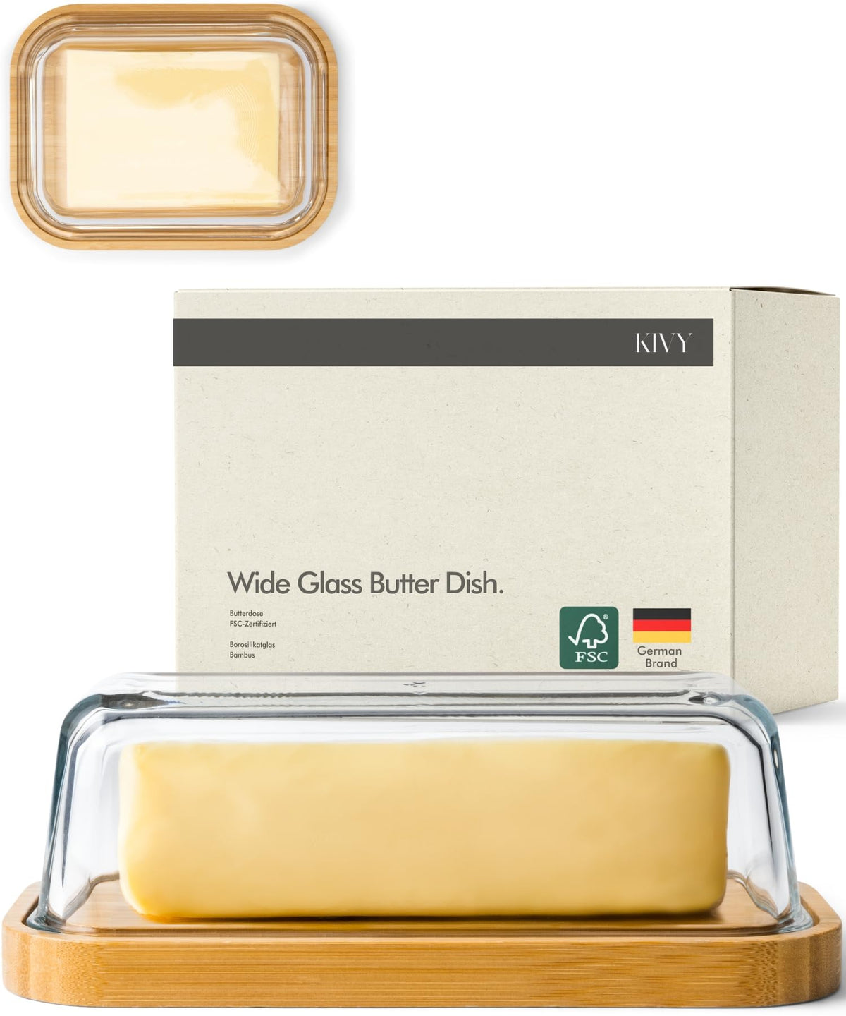 KIVY butter dish with lid on counter showing airtight design for fresh butter