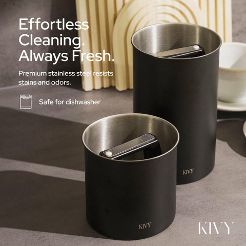 KIVY daily-use durable storage supports fresh grounds at home or cafe.