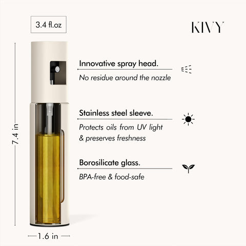 KIVY easy-fill funnel feature for clean refills of oil or vinegar.