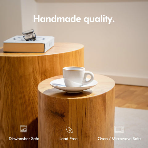 KIVY handcrafted demitasse cups feature a unique glaze and artisanal charm.