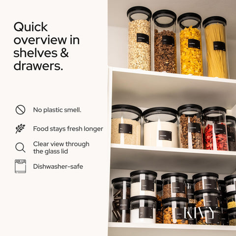 KIVY pasta flour sugar storage jar showing versatile use for staple ingredients.