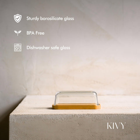KIVY plastic-free butter dish reduces clutter and waste.