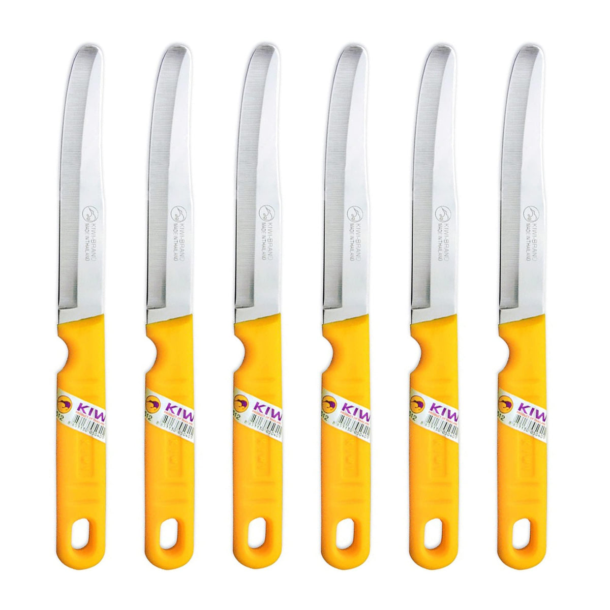 Kiwi SET 512 knives with silver blades and yellow handles for precise fruit prep.
