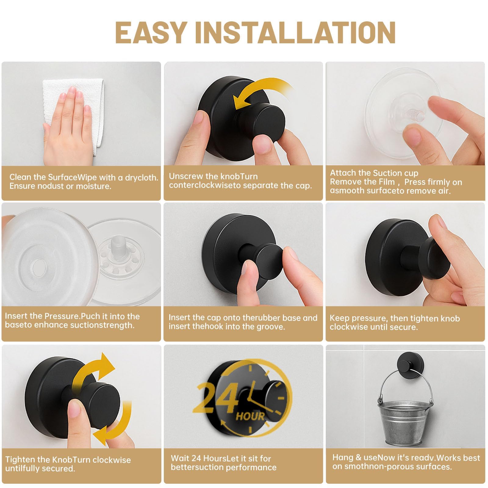 KJMAQI moisture resistant suction hook for damp areas