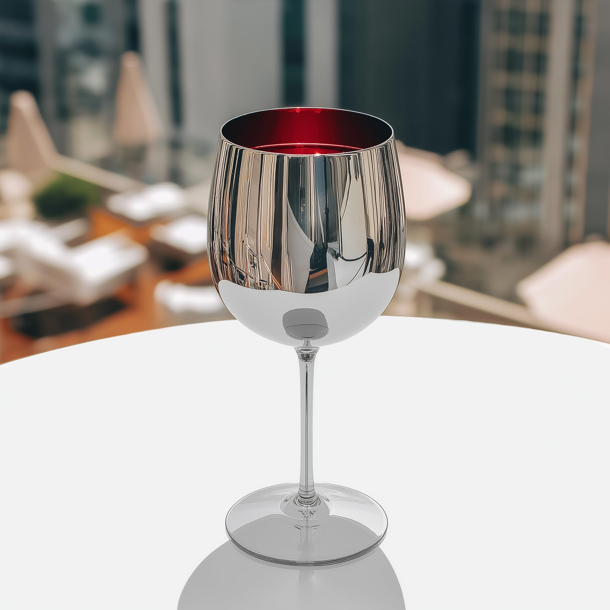 K&K Home modern silver wine glass adds stylish table appeal.