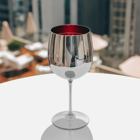K&K Home modern silver wine glass adds stylish table appeal.