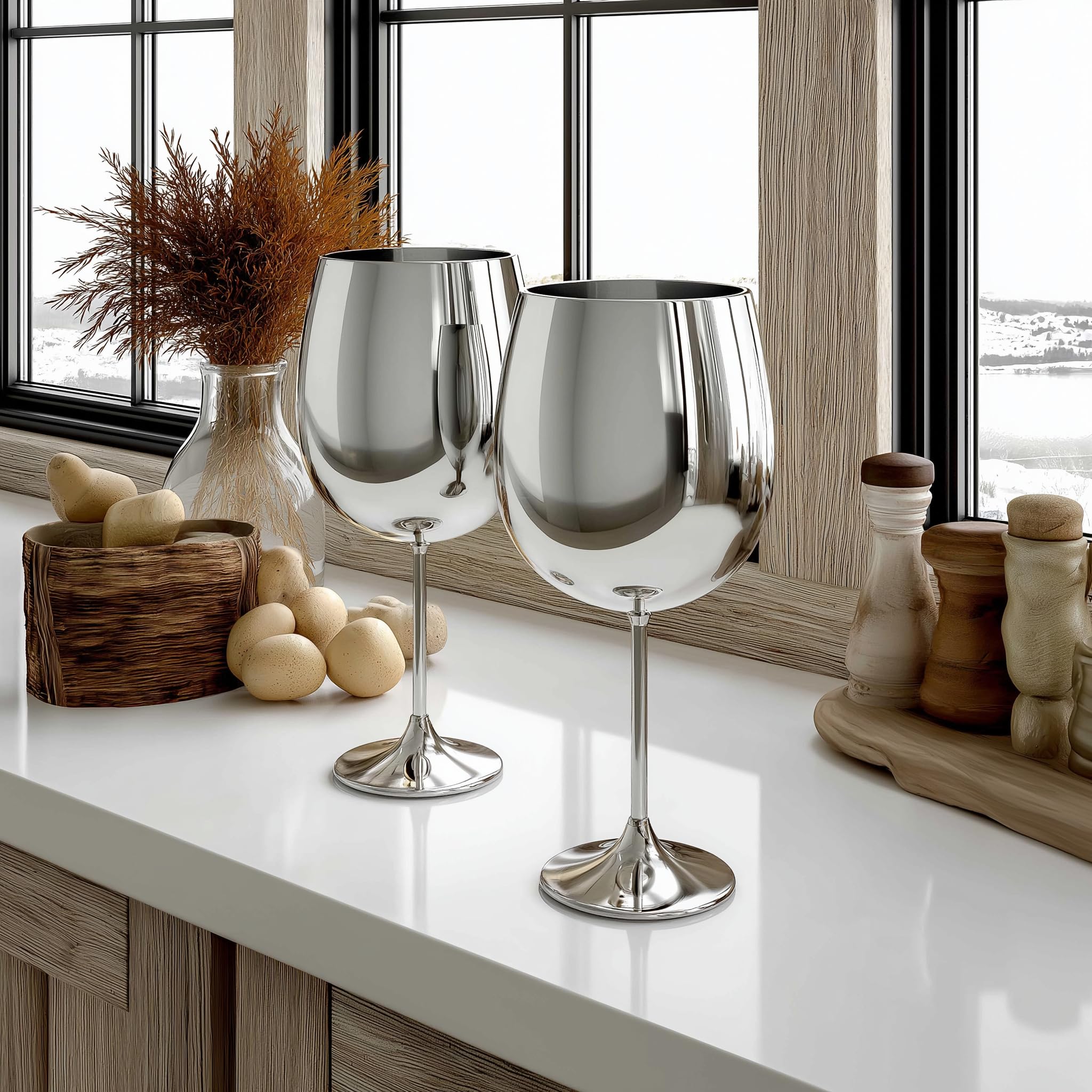 K&K Home 18oz unbreakable wine glasses for carefree gatherings.