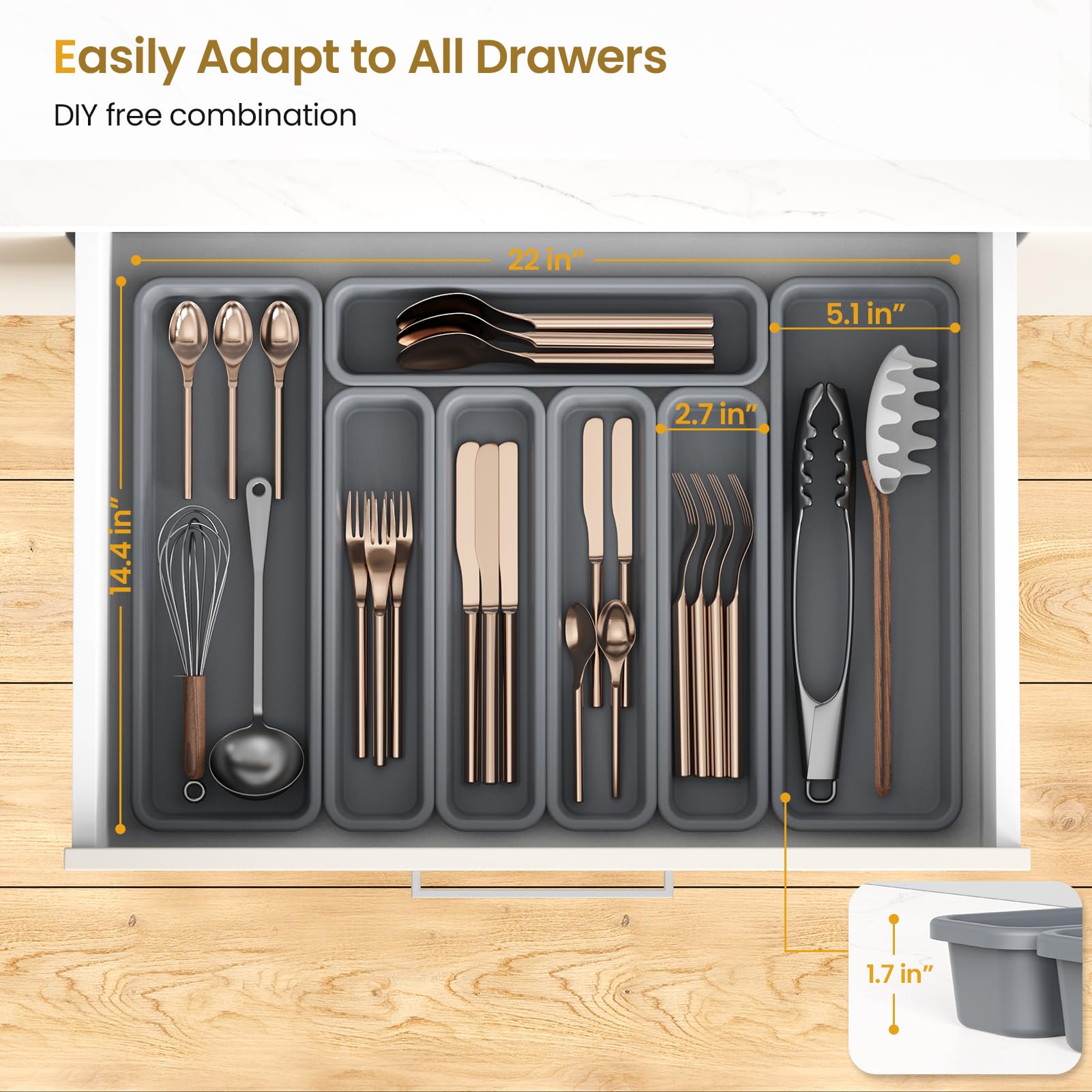 DIY-friendly K KORKUAN design lets you arrange compartments for optimal space