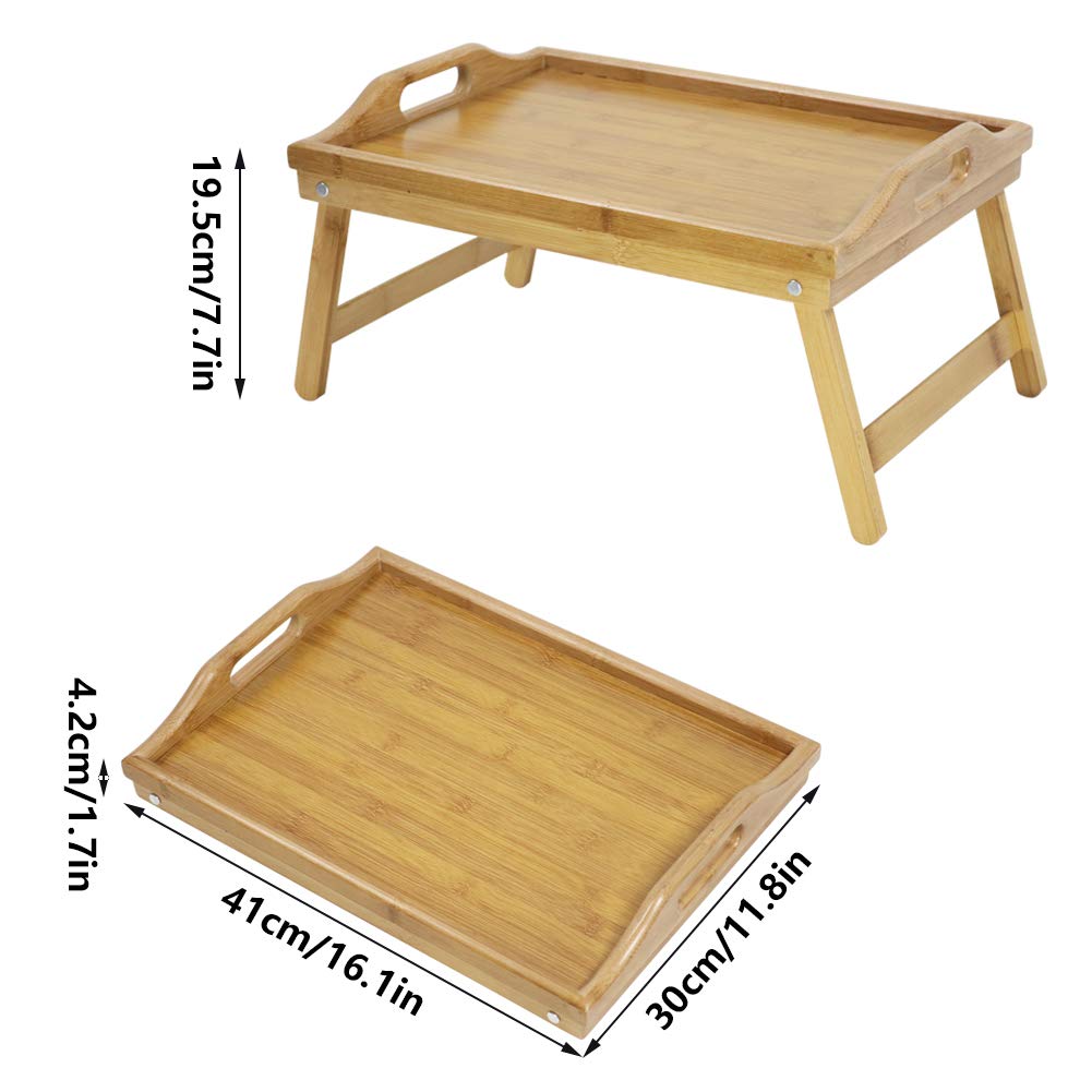 KKTONER bamboo bed tray dimensions 16.1x11.8 inches for versatile use.