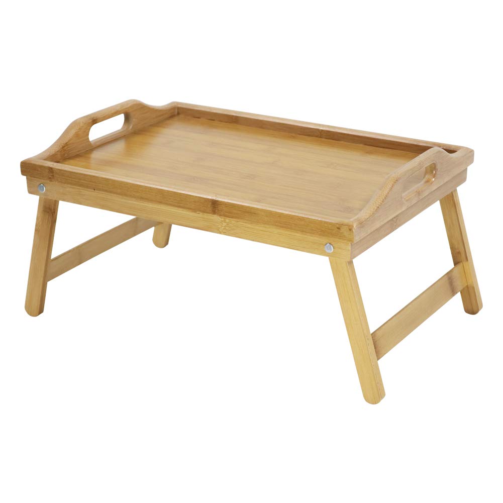 KKTONER bamboo tray showing hollow handles for easy carrying.