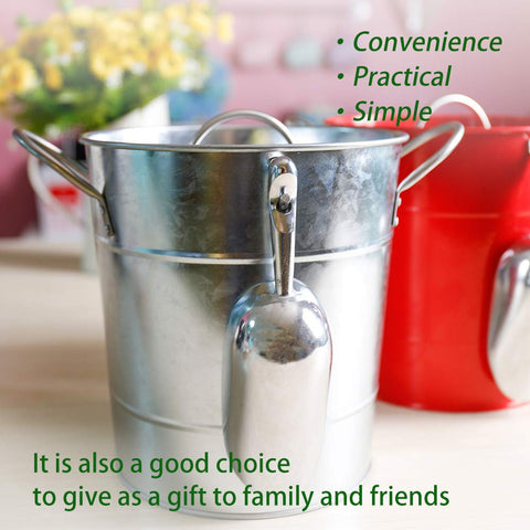KL ice bucket with lid and scoop protects ice and reduces spills.
