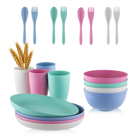 KL Kaloo gift box featuring 20pc wheat straw dinnerware set