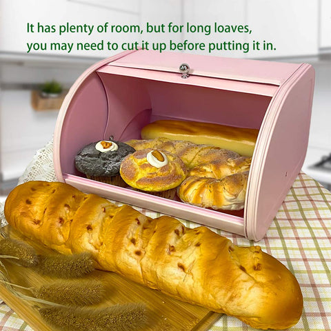 KL X458 pink bread box door open shows easy access to bread