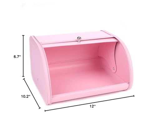 KL X458 pink bread box lid open reveals organized bakery storage