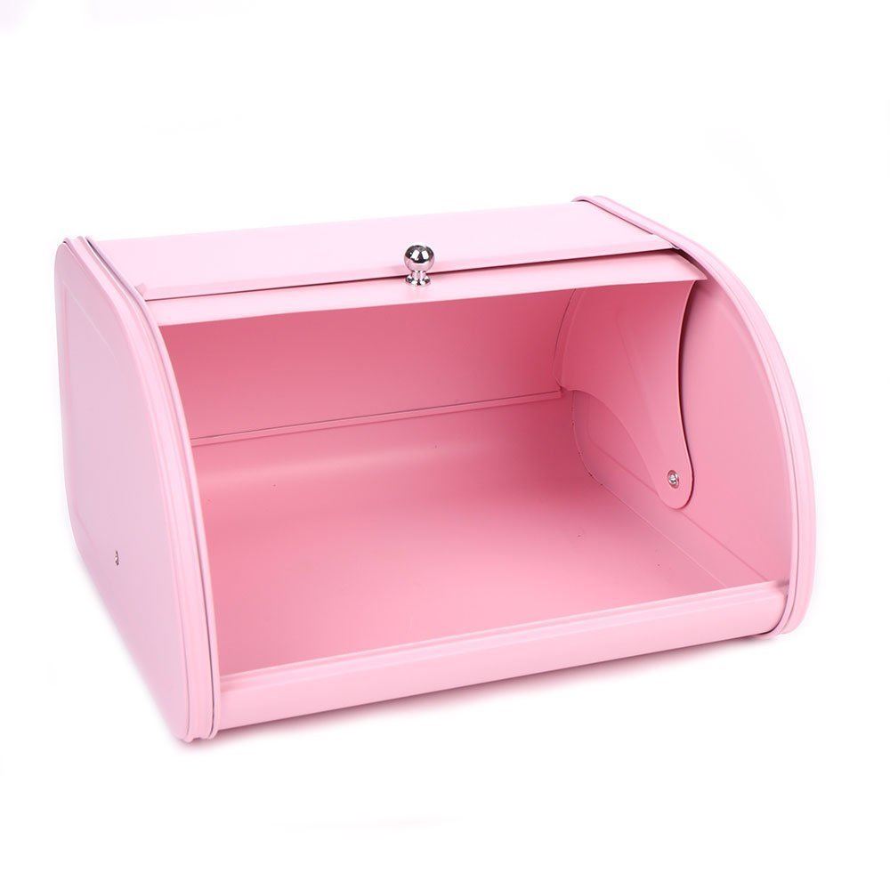 KL X458 pink bread box on countertop saves space and keeps items accessible