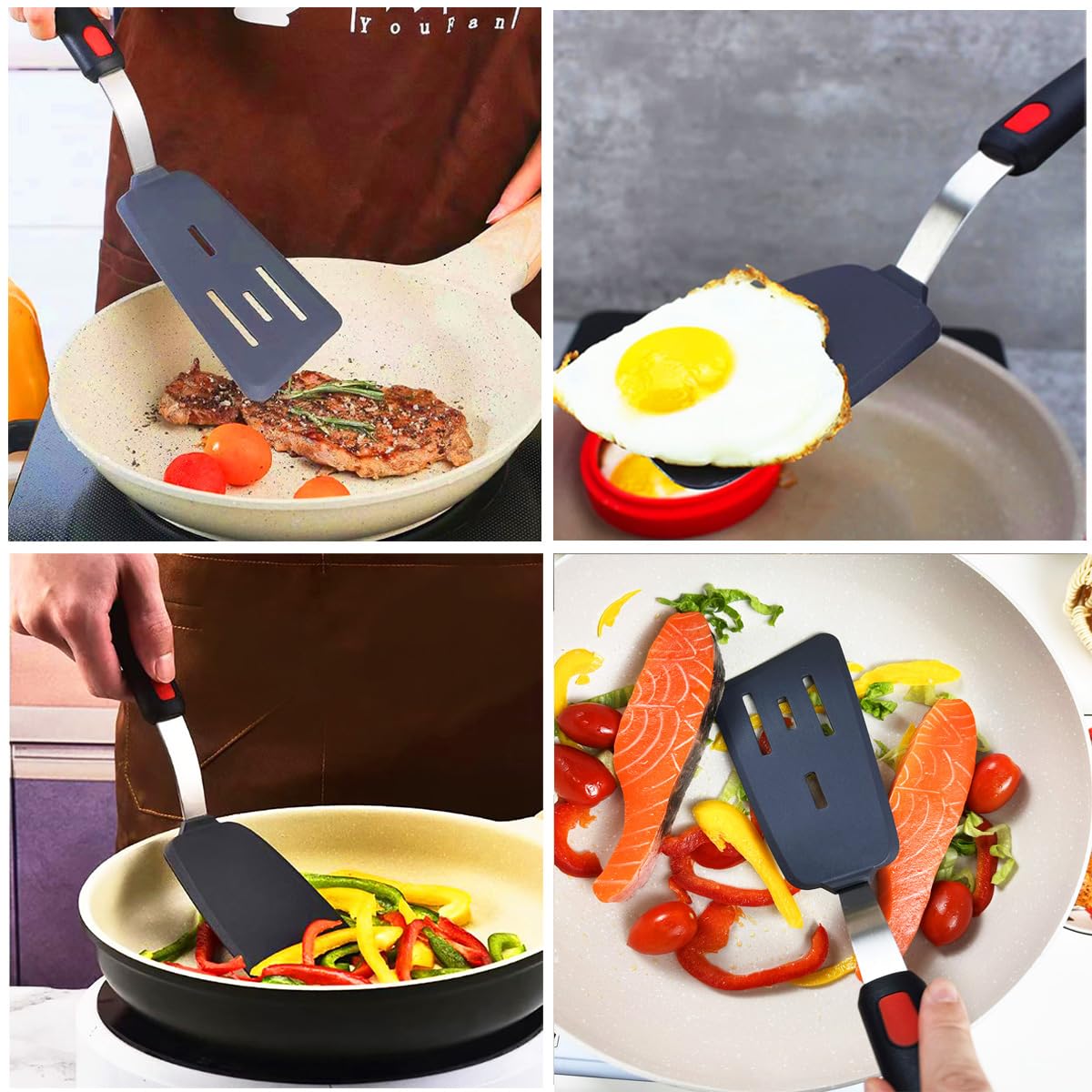 KLAQQED mid-size cooking spatula ideal for flipping and stirring on nonstick pans.